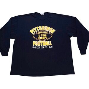 Pittsburgh‎ Football Delta Pro Weight Mens 2XL 6 Time Champs Long Sleeve T Shirt